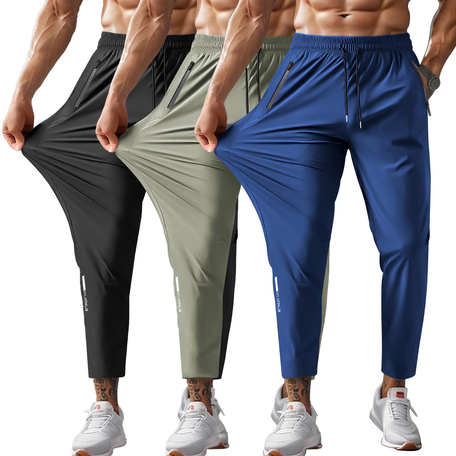 Men's Hiking Pants Quick-Dry Lightweight Sweatpants Outdoor Fishing Pants Water Resistant with Zipper Pockets