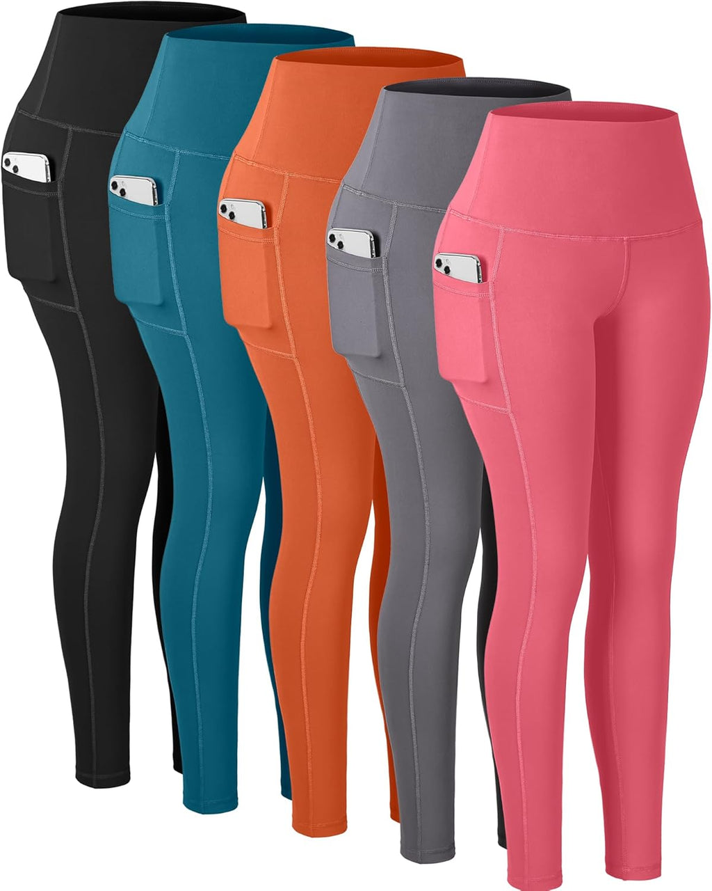 CHRLEISURE Leggings with Pockets for Women, High Waisted Tummy Control Workout Yoga Pants