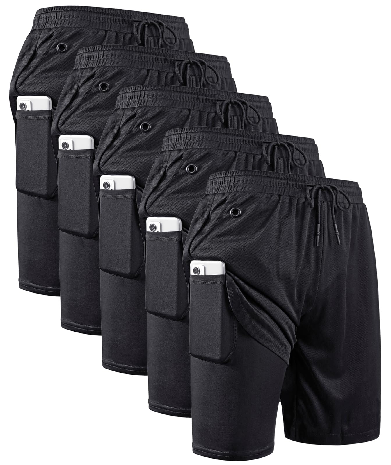 JWJ Men's 2 in 1 Workout Running Shorts 7 Inch Lightweight Athletic Gym Shorts with Compression Liner