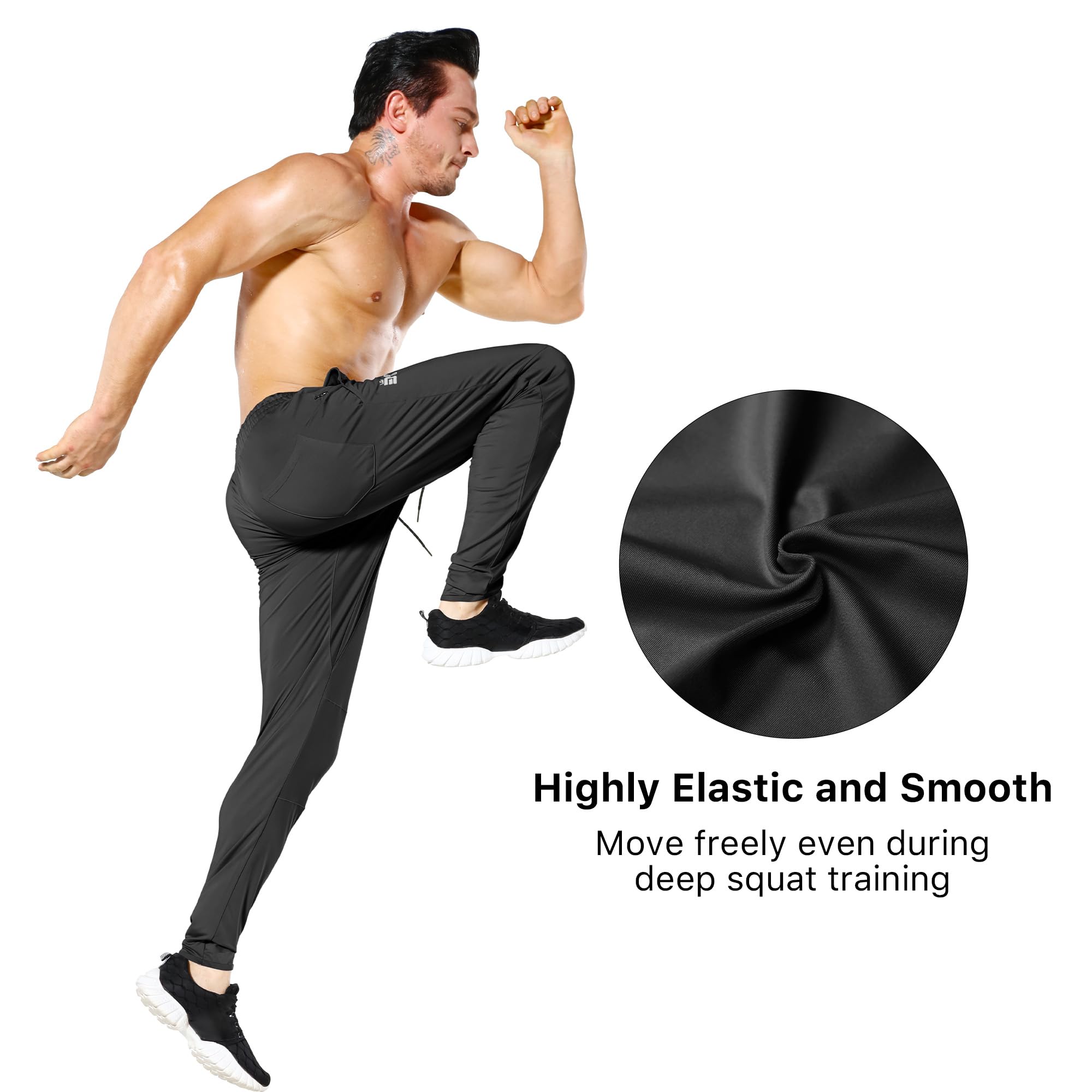 BROKIG Mens Lightweight Gym Jogger Pants,Men's Workout Sweatpants with Zip Pocket