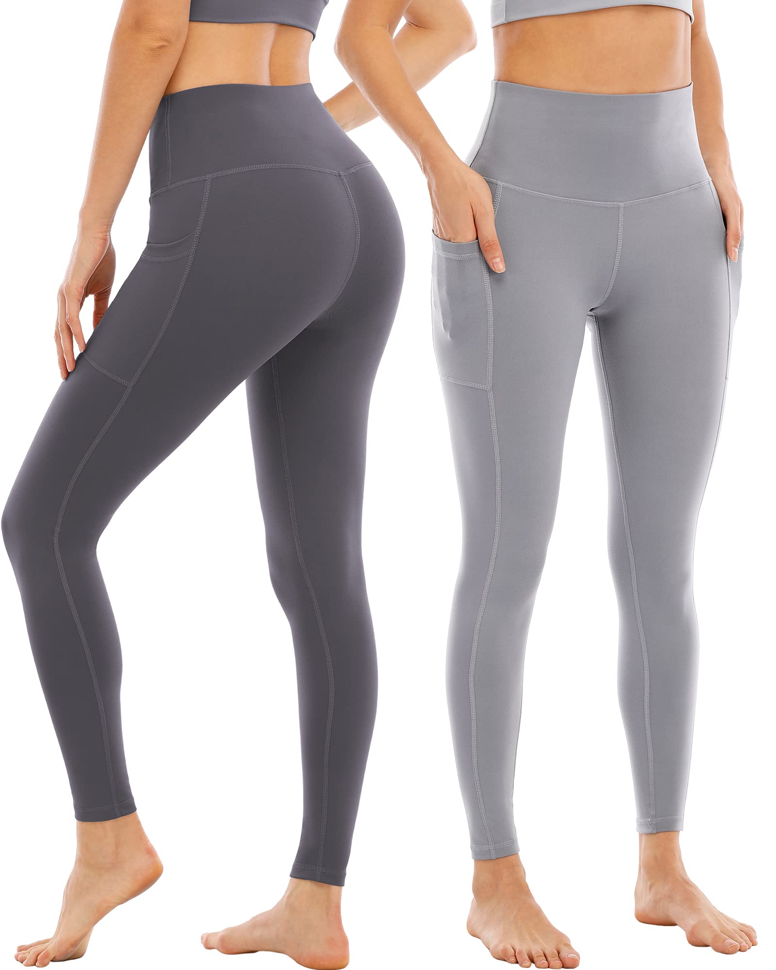 4 Pack Leggings with Pockets for Women,High Waist Tummy Control Workout Yoga Pants