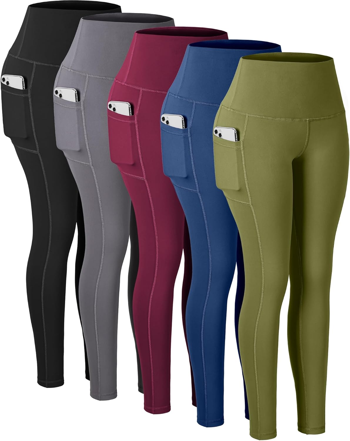 CHRLEISURE Leggings with Pockets for Women, High Waisted Tummy Control Workout Yoga Pants
