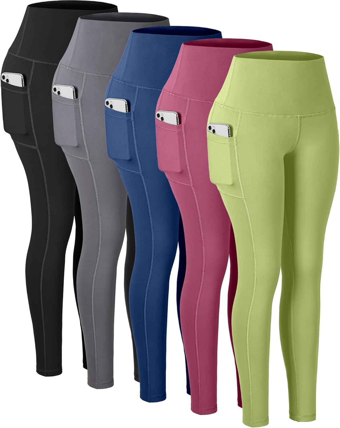CHRLEISURE Leggings with Pockets for Women, High Waisted Tummy Control Workout Yoga Pants