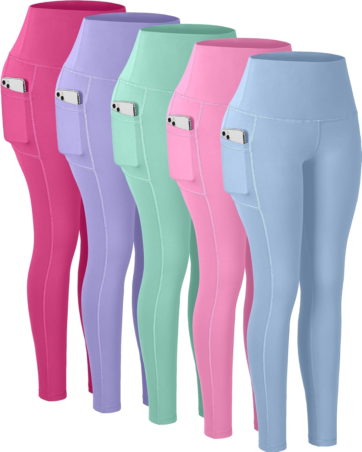 CHRLEISURE Leggings with Pockets for Women, High Waisted Tummy Control Workout Yoga Pants