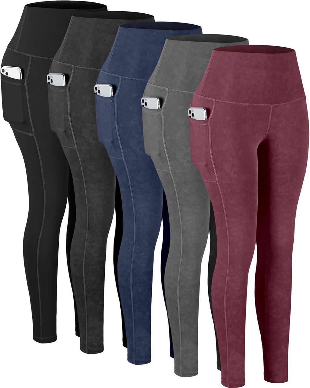 CHRLEISURE Leggings with Pockets for Women, High Waisted Tummy Control Workout Yoga Pants