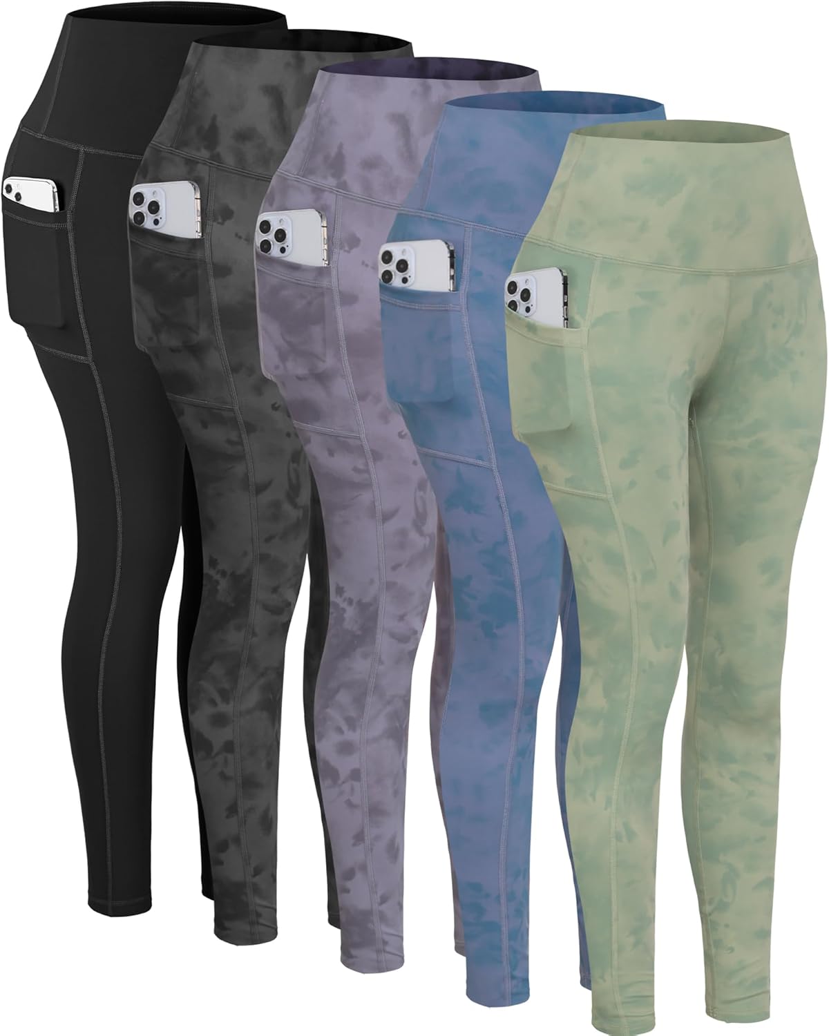 CHRLEISURE Leggings with Pockets for Women, High Waisted Tummy Control Workout Yoga Pants