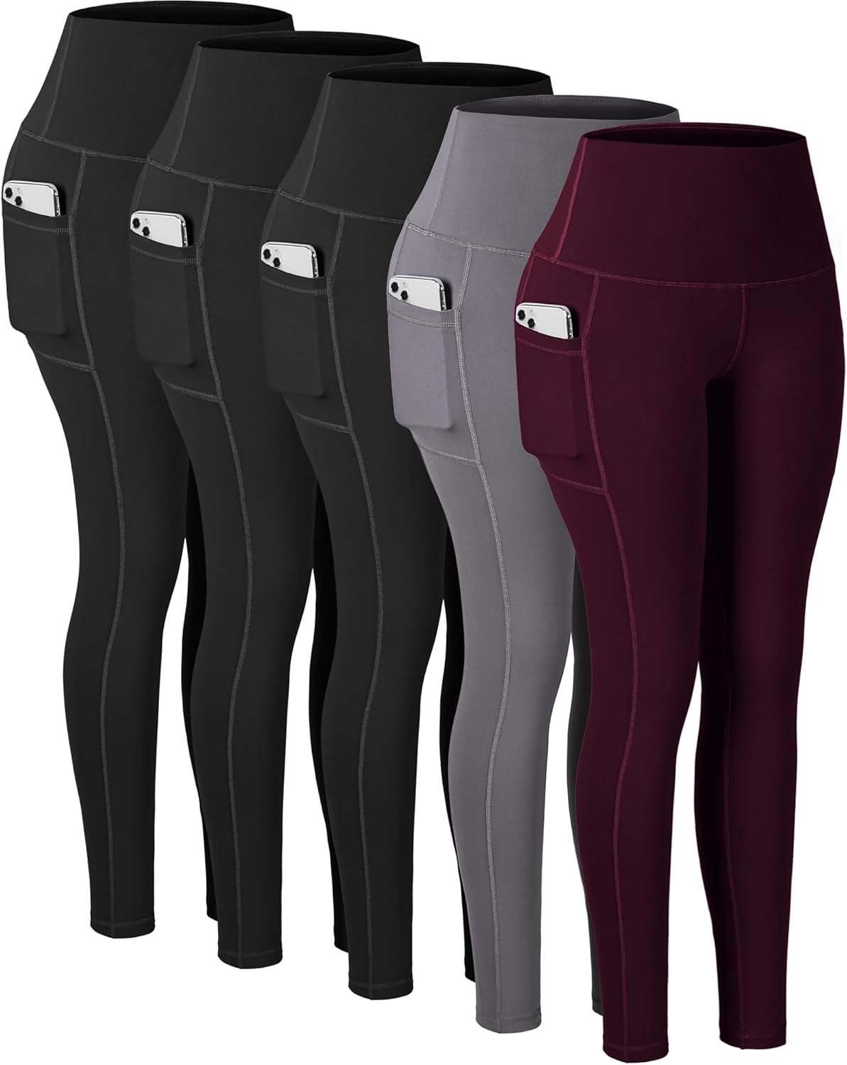 CHRLEISURE Leggings with Pockets for Women, High Waisted Tummy Control Workout Yoga Pants