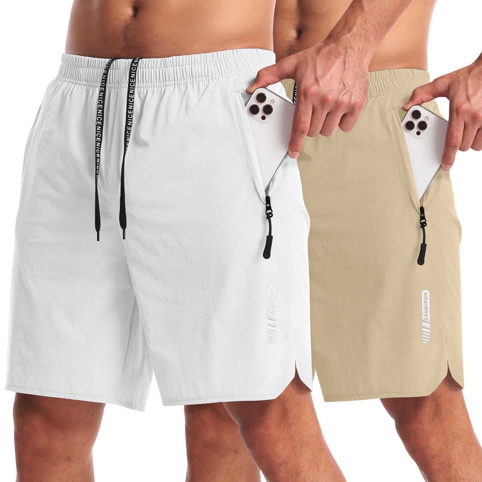 CANGHPGIN 2 Pack Mens Workout Athletic Shorts 7 inch Inseam Quick Dry Hiking Shorts Men Lightweight Sports Gym Shorts Running
