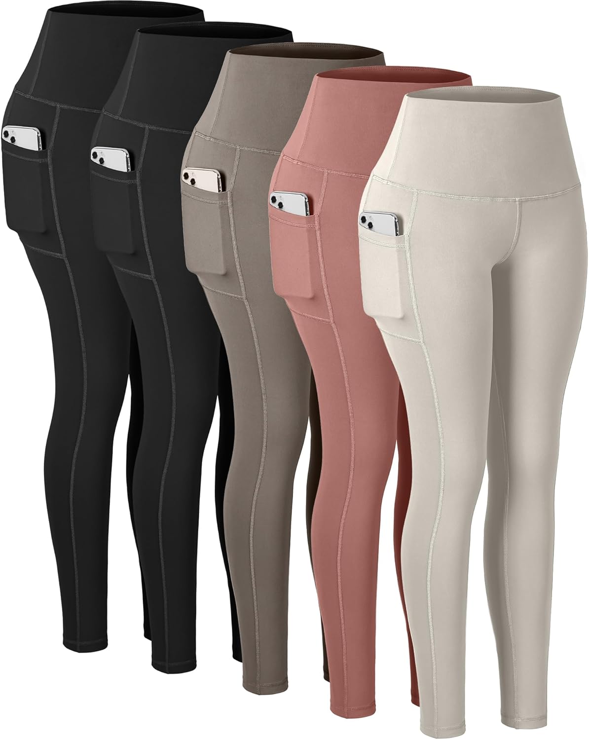 CHRLEISURE Leggings with Pockets for Women, High Waisted Tummy Control Workout Yoga Pants