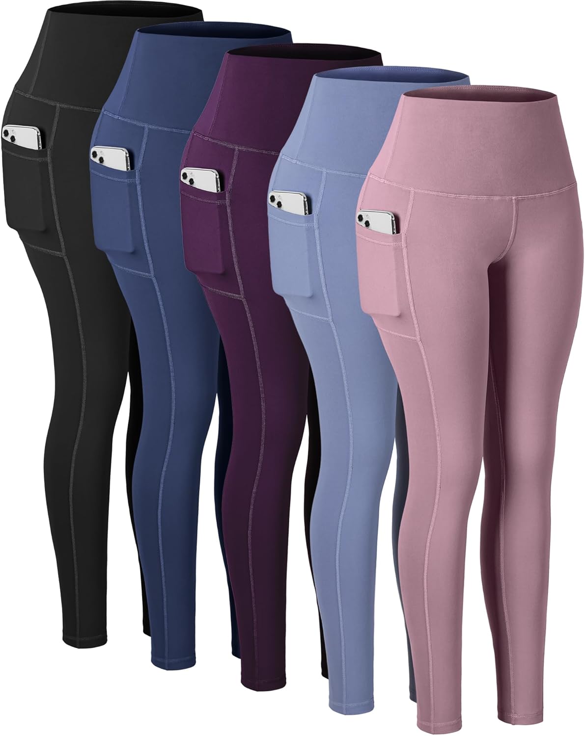 CHRLEISURE Leggings with Pockets for Women, High Waisted Tummy Control Workout Yoga Pants