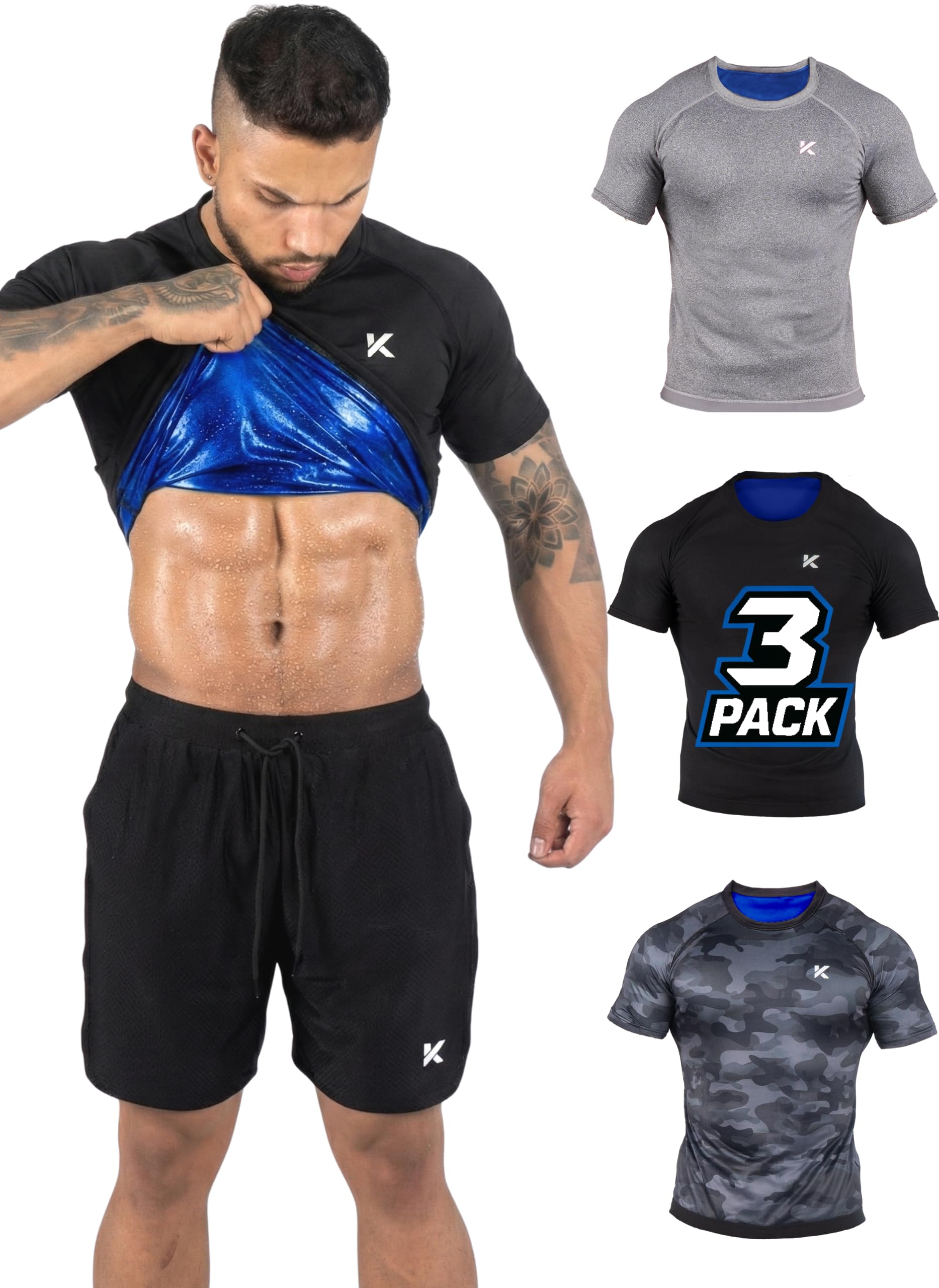 Kewlioo Sauna Shirt for Men - Heat Trapping Sweat Vest, Sauna Suit For Men, Compression Workout Sweat Suit for Gym, Workouts