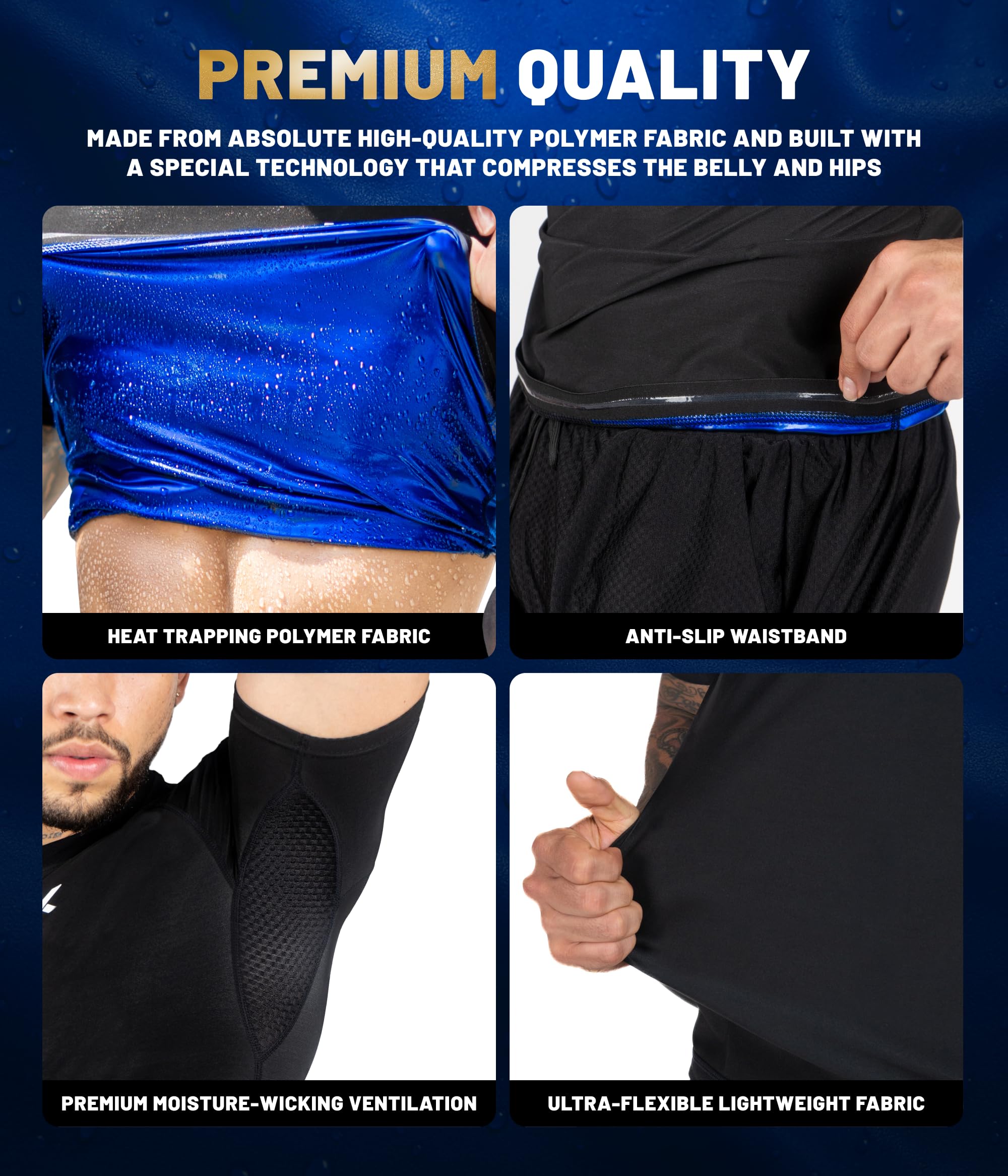 Kewlioo Sauna Shirt for Men - Heat Trapping Sweat Vest, Sauna Suit For Men, Compression Workout Sweat Suit for Gym, Workouts