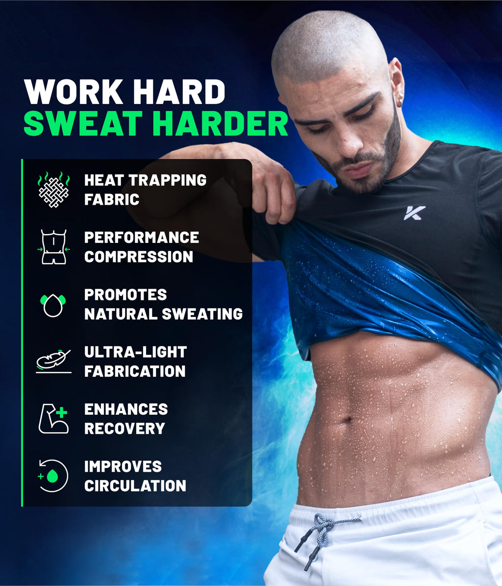 Kewlioo Sauna Shirt for Men - Heat Trapping Sweat Vest, Sauna Suit For Men, Compression Workout Sweat Suit for Gym, Workouts