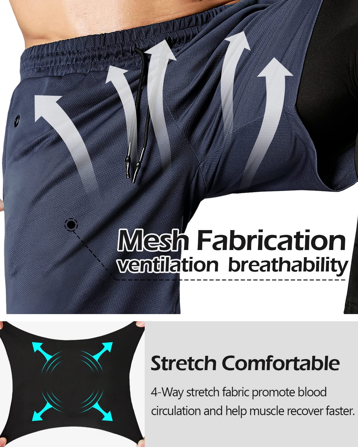 Aolesy Men's 2 in 1 Running Pants, Gym Workout Compression Pants for Men Training Athletic