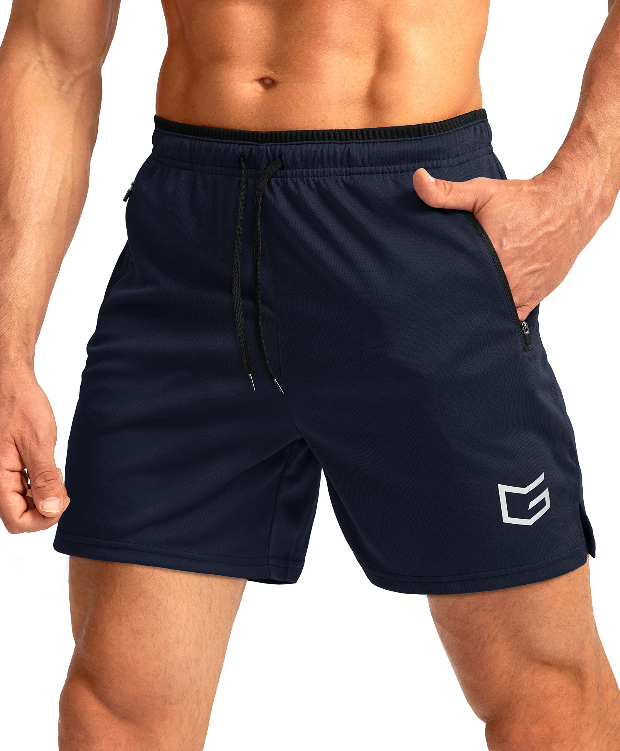 G Gradual Men's Running Shorts with Zipper Pockets Quick Dry Gym Athletic Workout 5" Shorts for Men