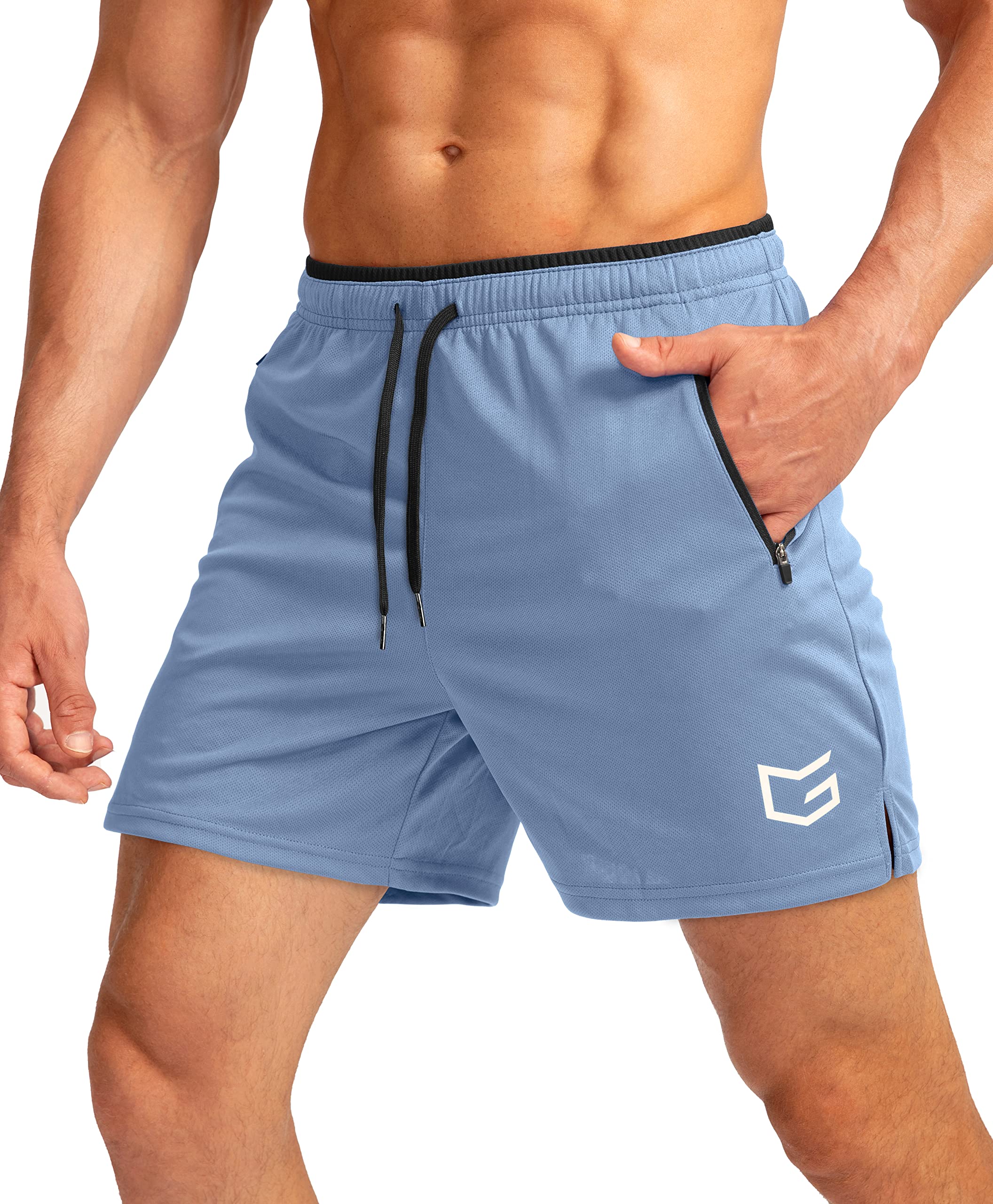 G Gradual Men's Running Shorts with Zipper Pockets Quick Dry Gym Athletic Workout 5" Shorts for Men