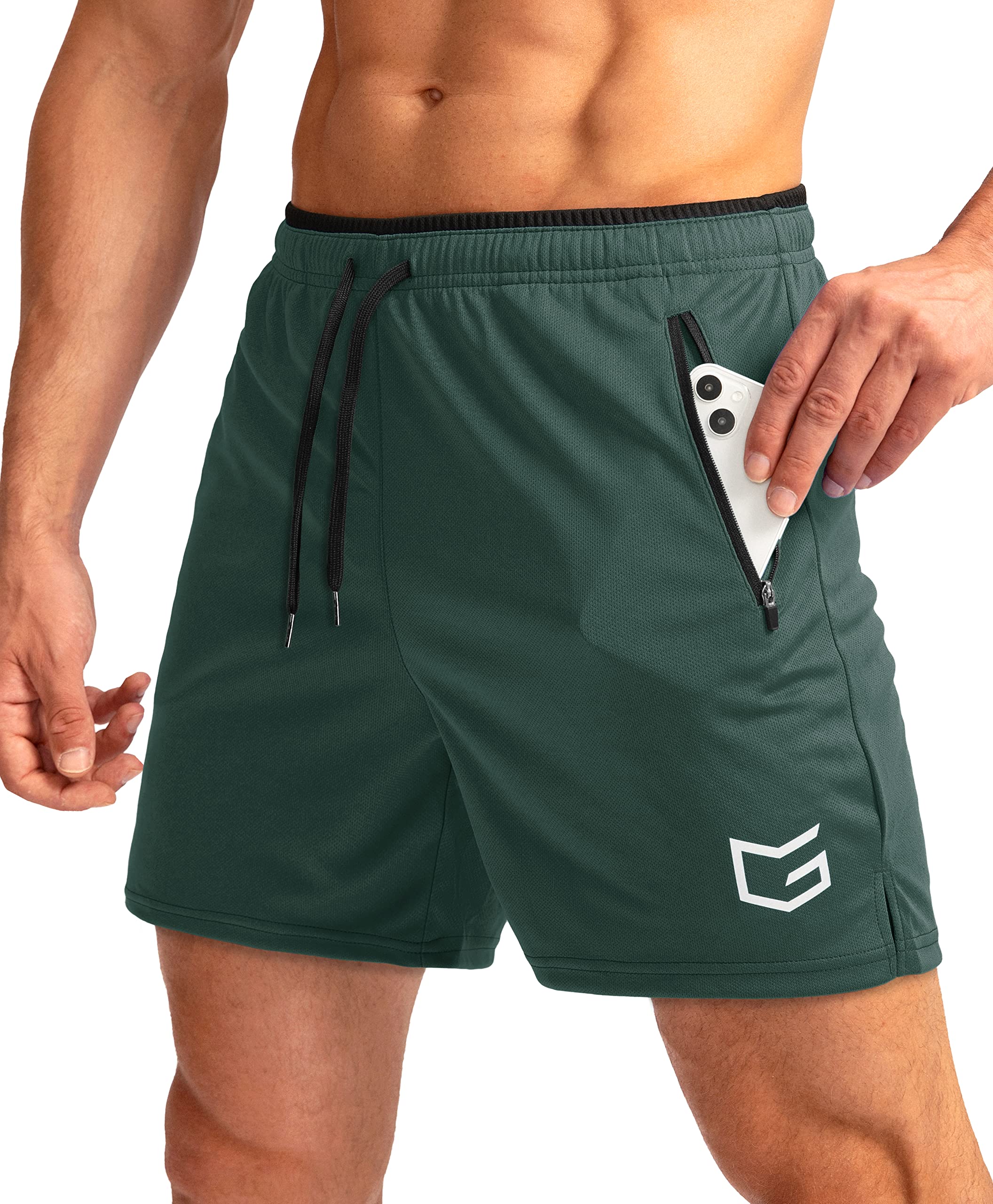 G Gradual Men's Running Shorts with Zipper Pockets Quick Dry Gym Athletic Workout 5" Shorts for Men