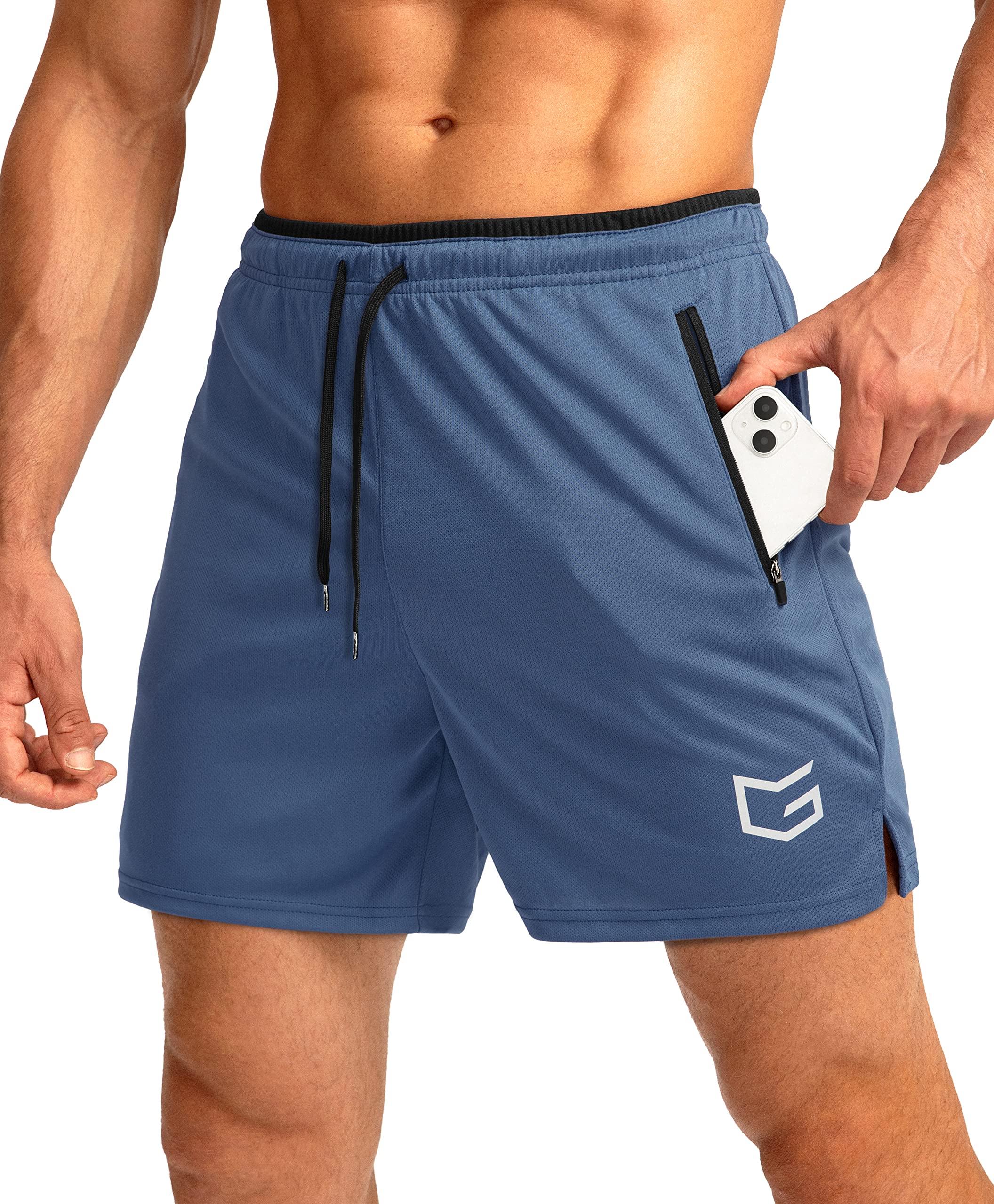 G Gradual Men's Running Shorts with Zipper Pockets Quick Dry Gym Athletic Workout 5" Shorts for Men